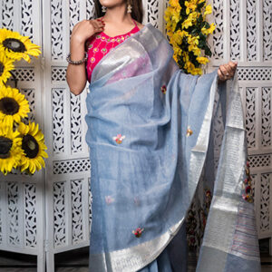 Khadi cotton fabric bullion stitch sharee