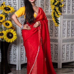 Hand Work Crunchy Chiffon Saree